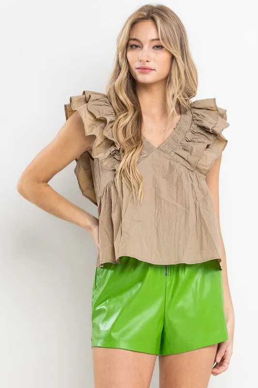 Small-New Wish Ruffle Babydoll Top