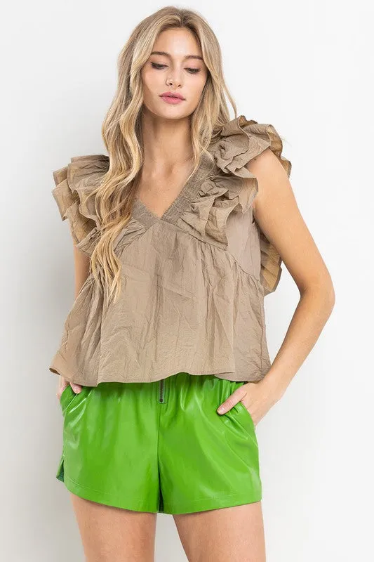 Small-New Wish Ruffle Babydoll Top