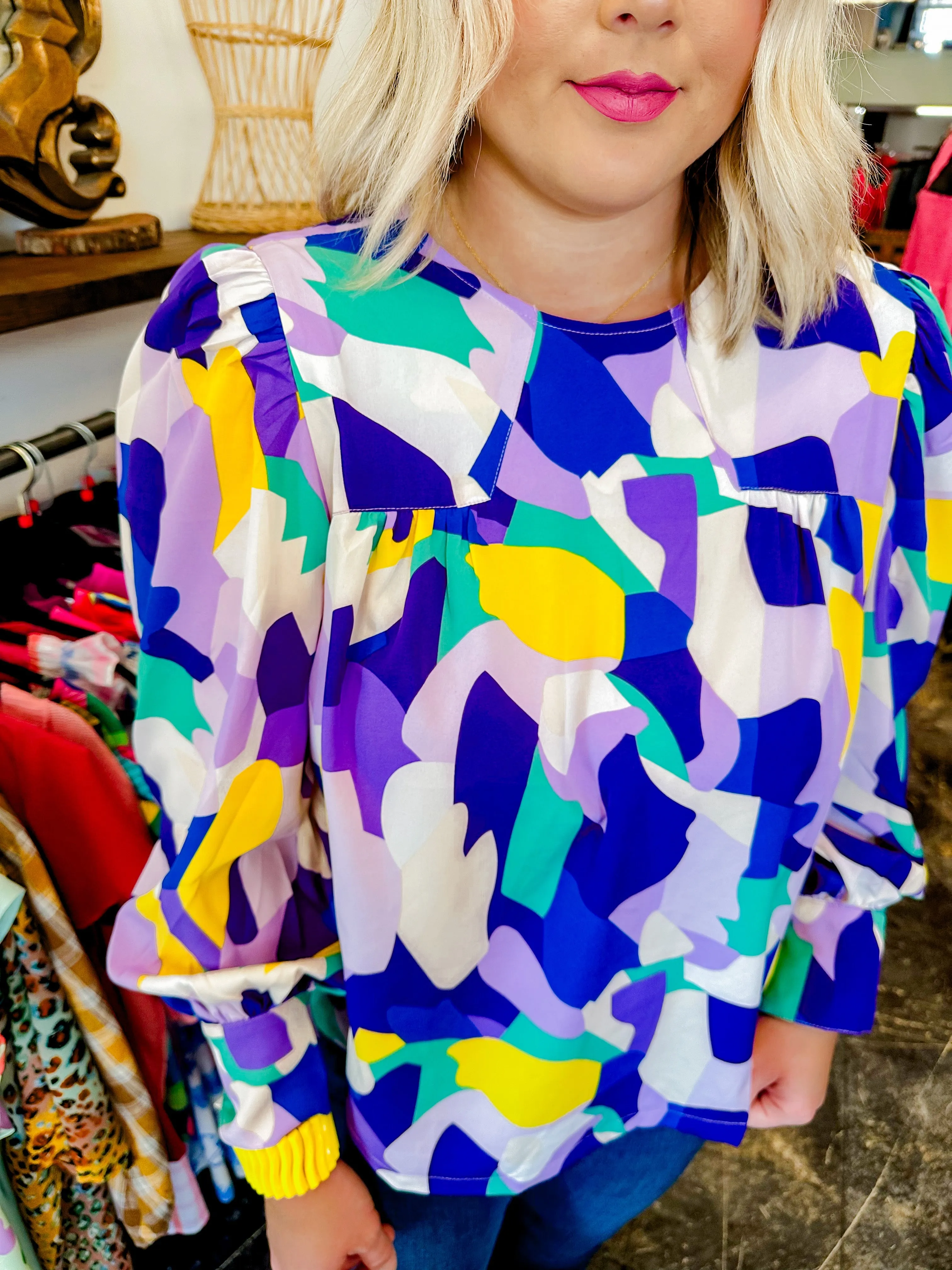 Small-Poppy Geo Purple Top