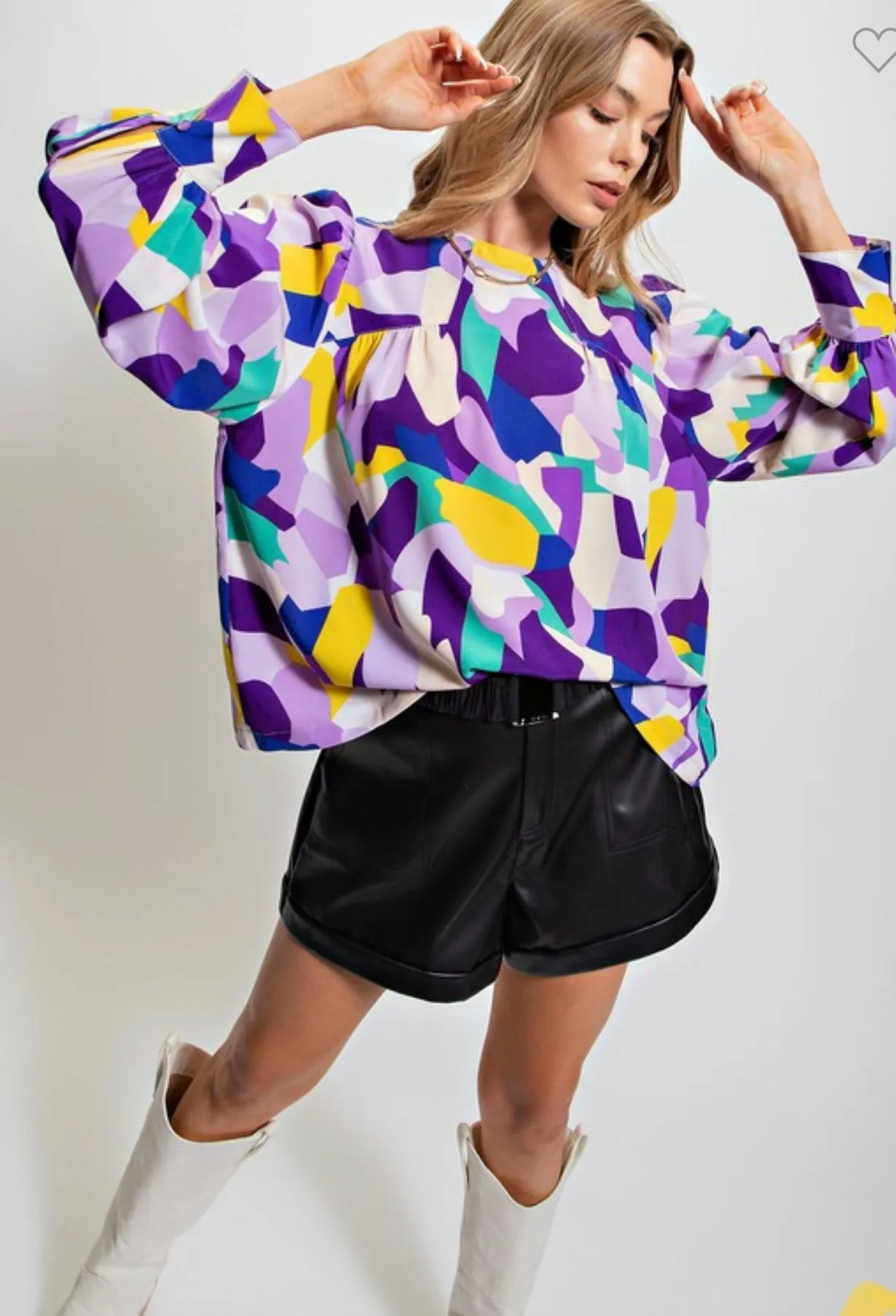 Small-Poppy Geo Purple Top