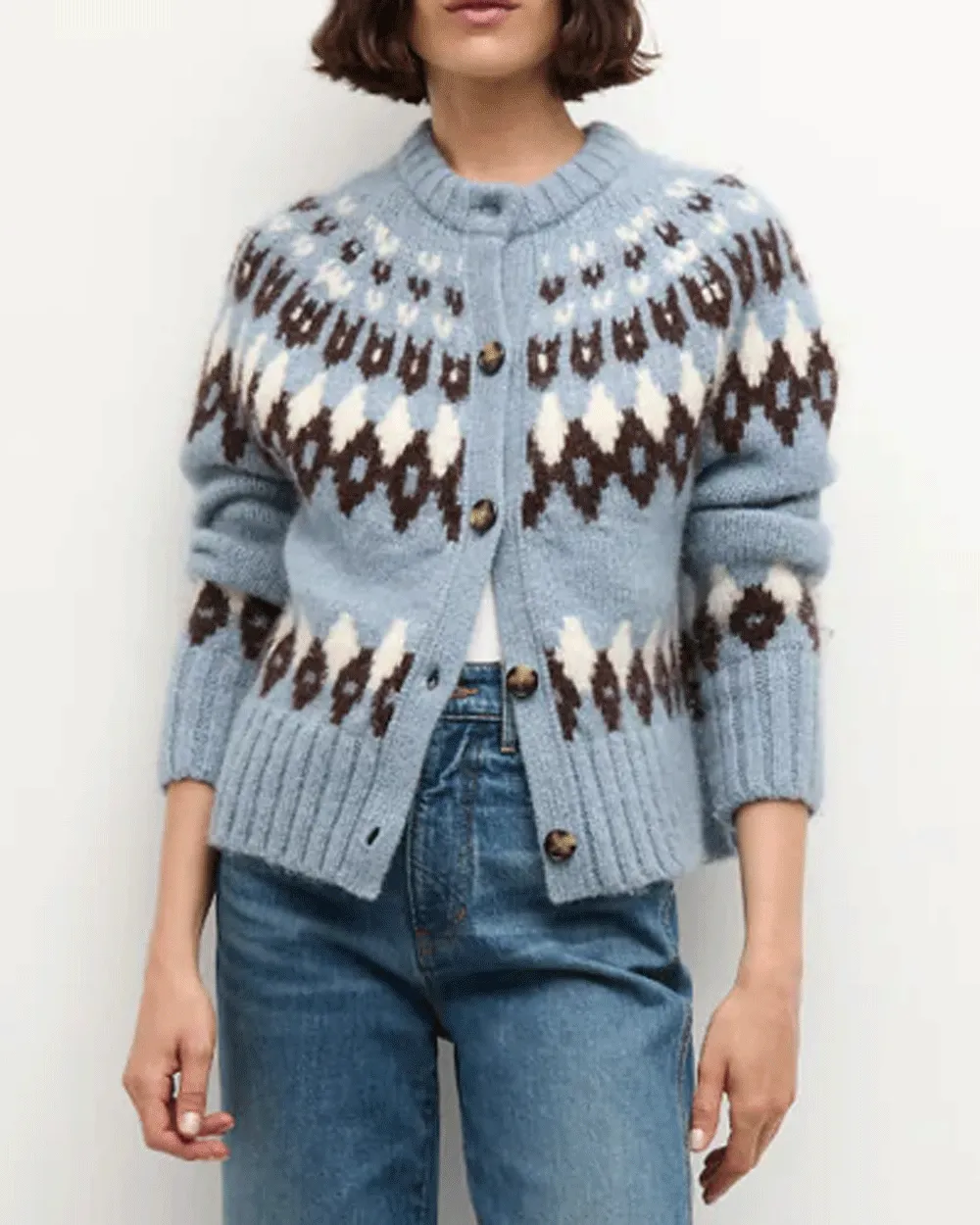 Smoke Blue Christina Fairisle Cardigan