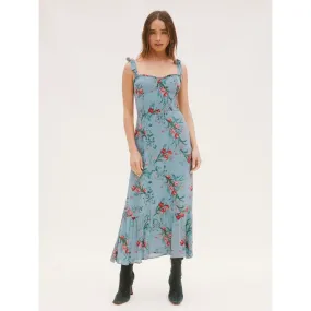 SQUARE COLLAR HIGH WAIST MIDI DRESS
