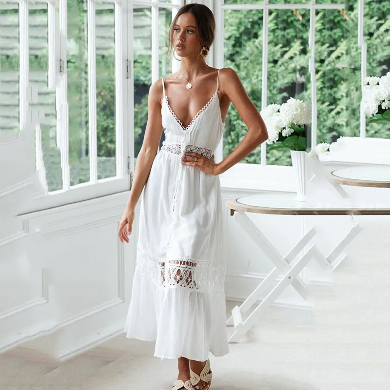 STRAP EMBROIDERY MIDI DRESS