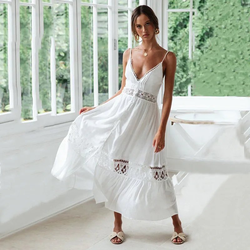 STRAP EMBROIDERY MIDI DRESS