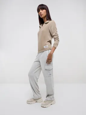 Studiofit Light Grey High-Rise Cotton-Blend Track Pants