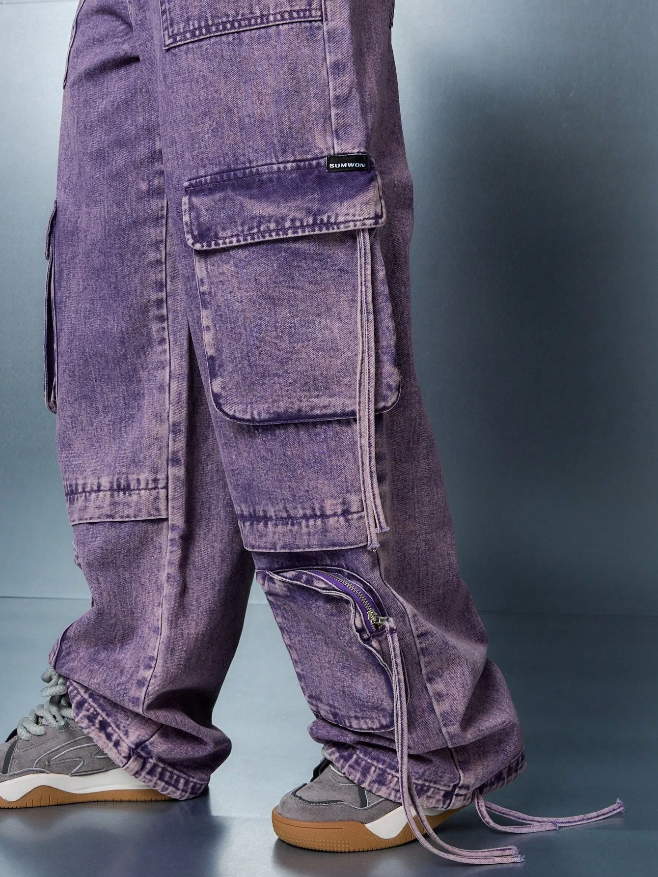 SUMWON WOMEN Utility Baggy Cargo Denim Jeans