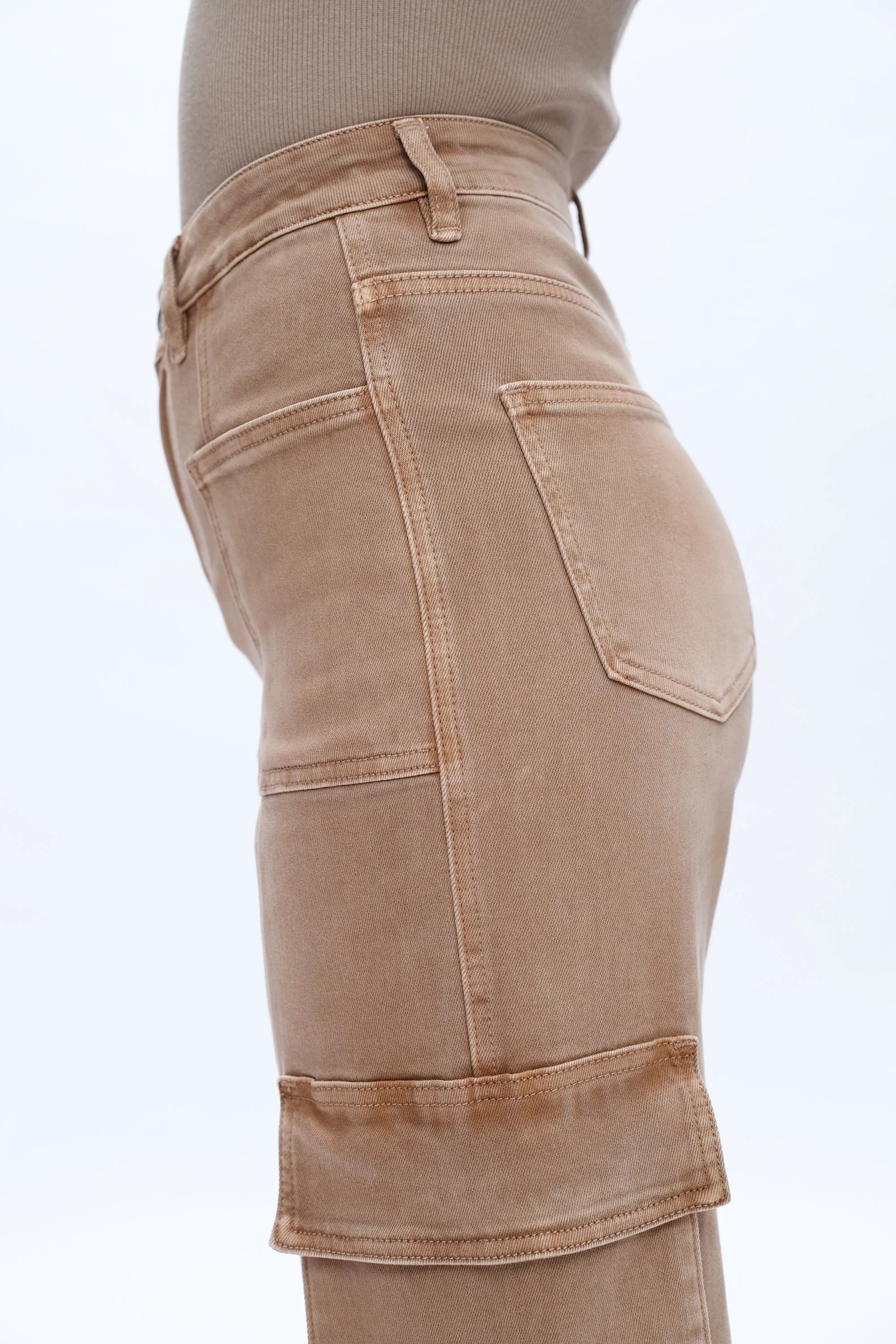Super High Rise Cargo Straight Wide Leg Denim Jeans