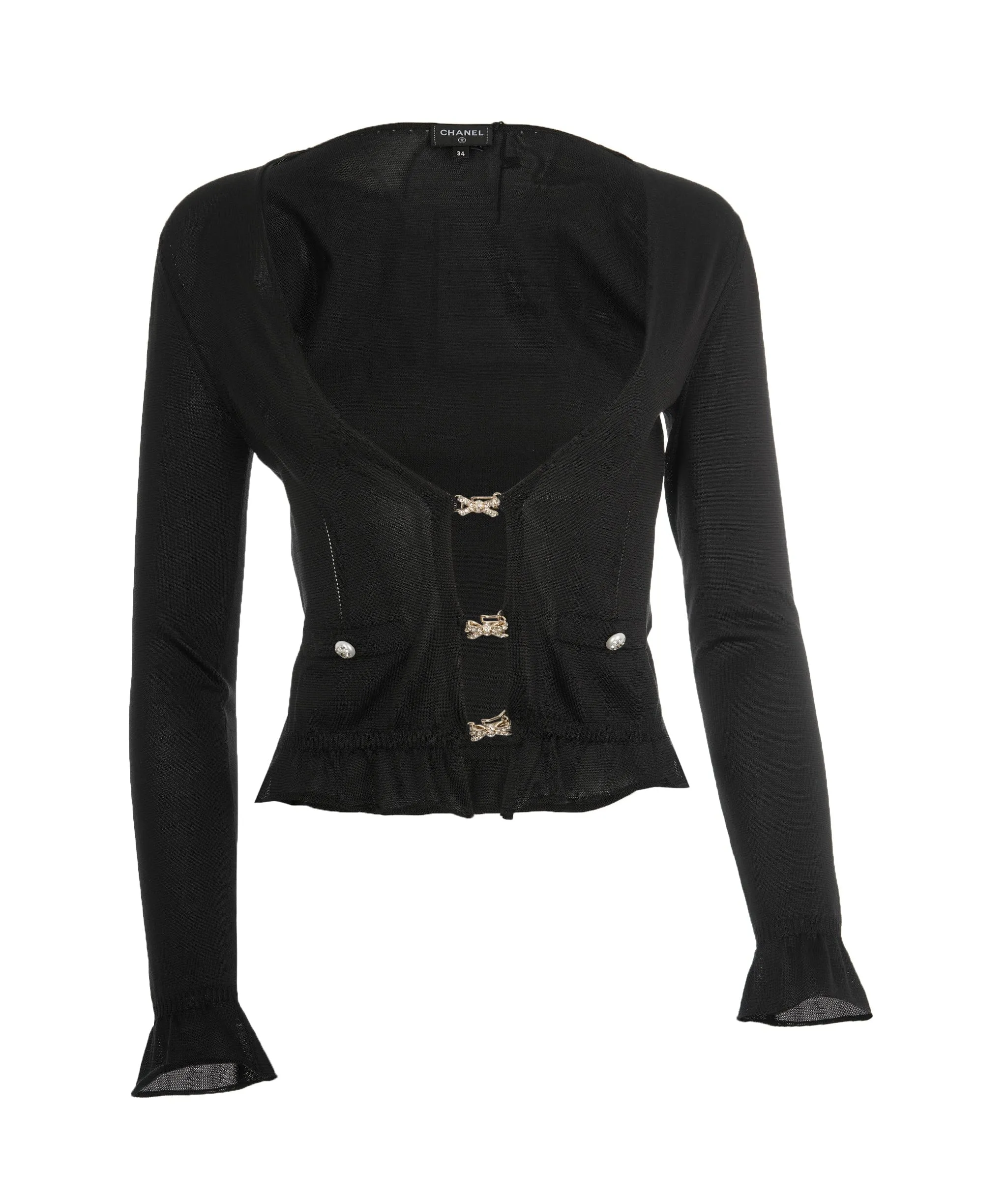 Super Rare Chanel Bow Diamonte CC Cardigan  ALL0767