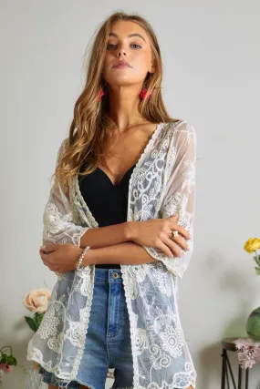 THEA EMBROIDERED LACE CARDIGAN