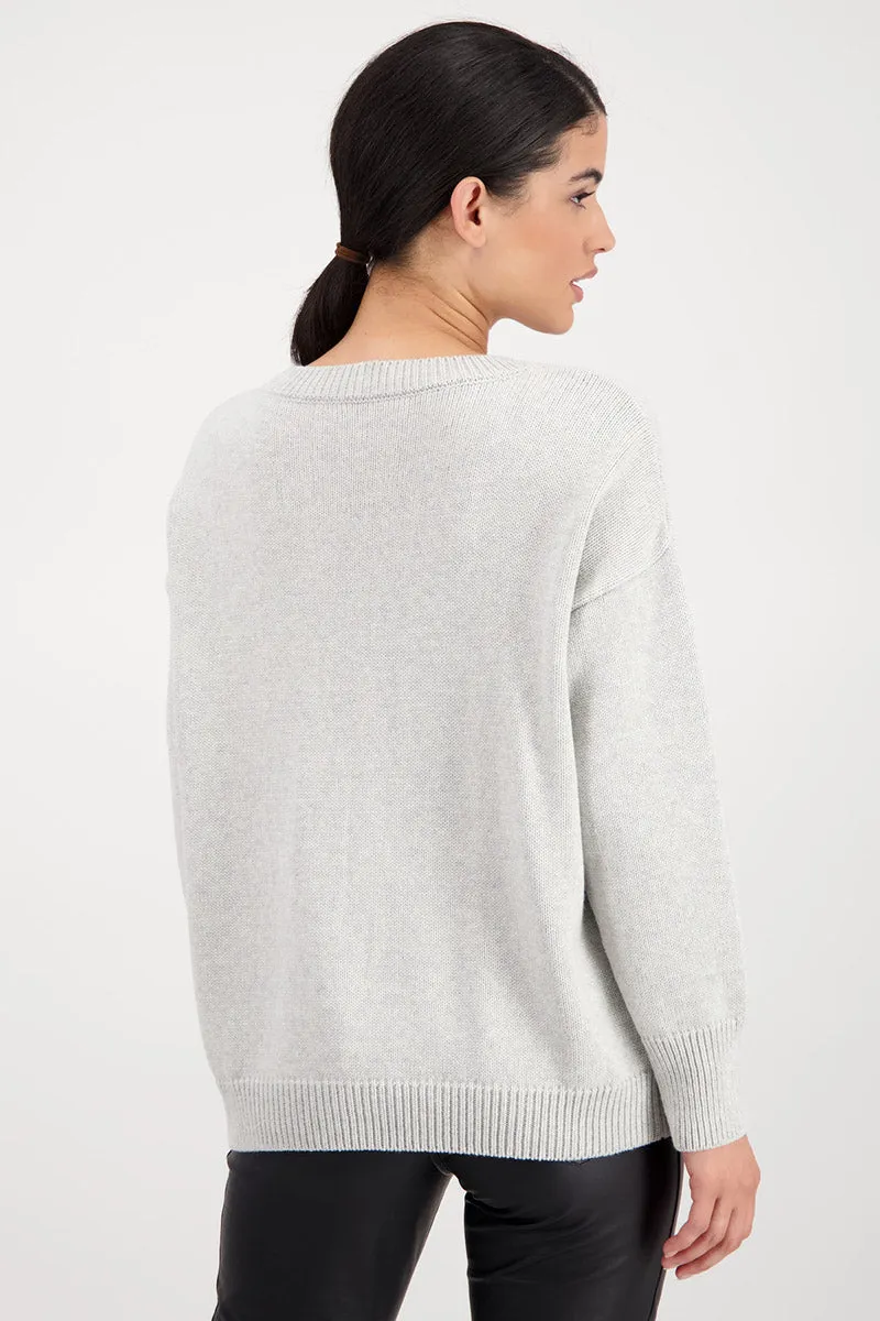 Tiger Head Sweater 807608MNR in Cloud by Monari