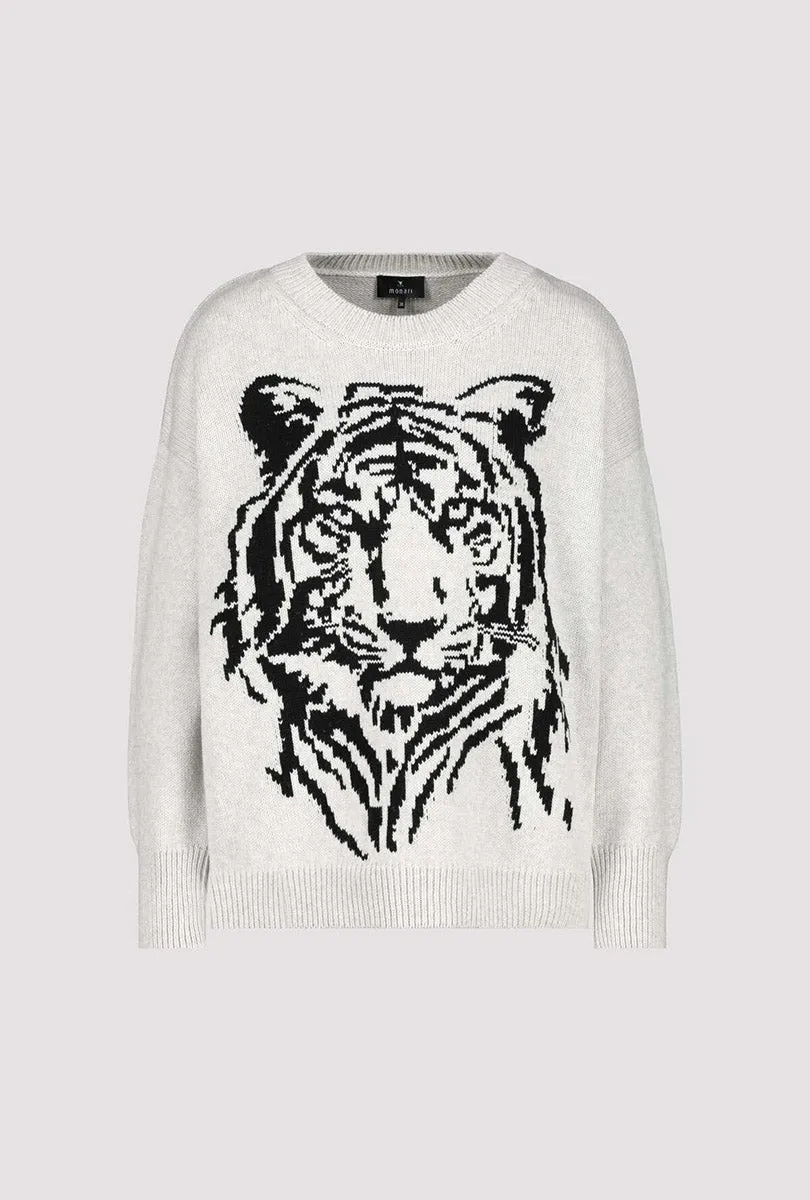 Tiger Head Sweater 807608MNR in Cloud by Monari