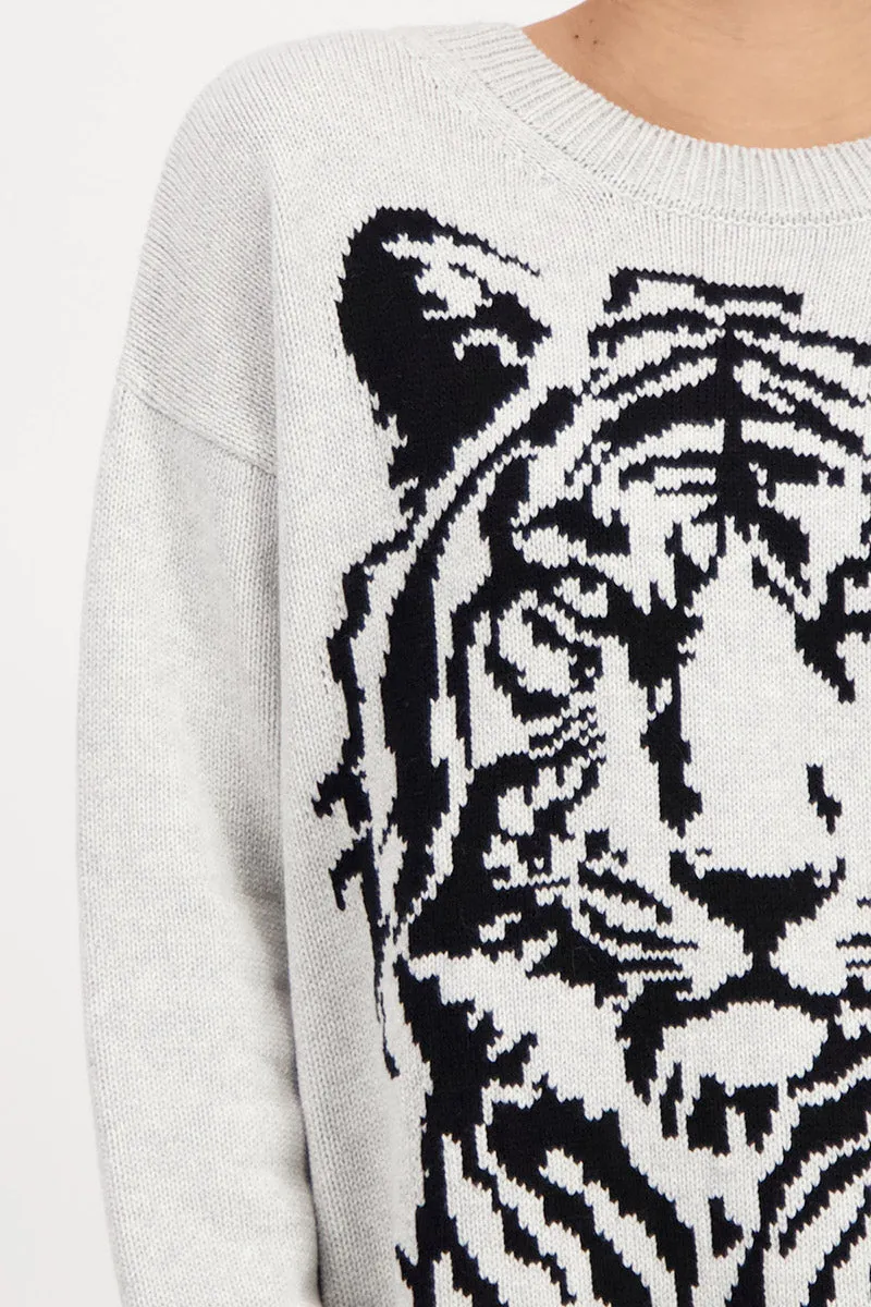 Tiger Head Sweater 807608MNR in Cloud by Monari