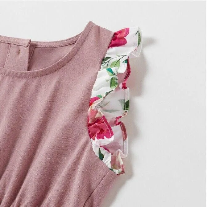 Toddler Girls Dusty Pink Floral Print Dress