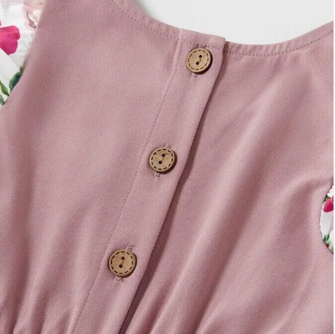 Toddler Girls Dusty Pink Floral Print Dress
