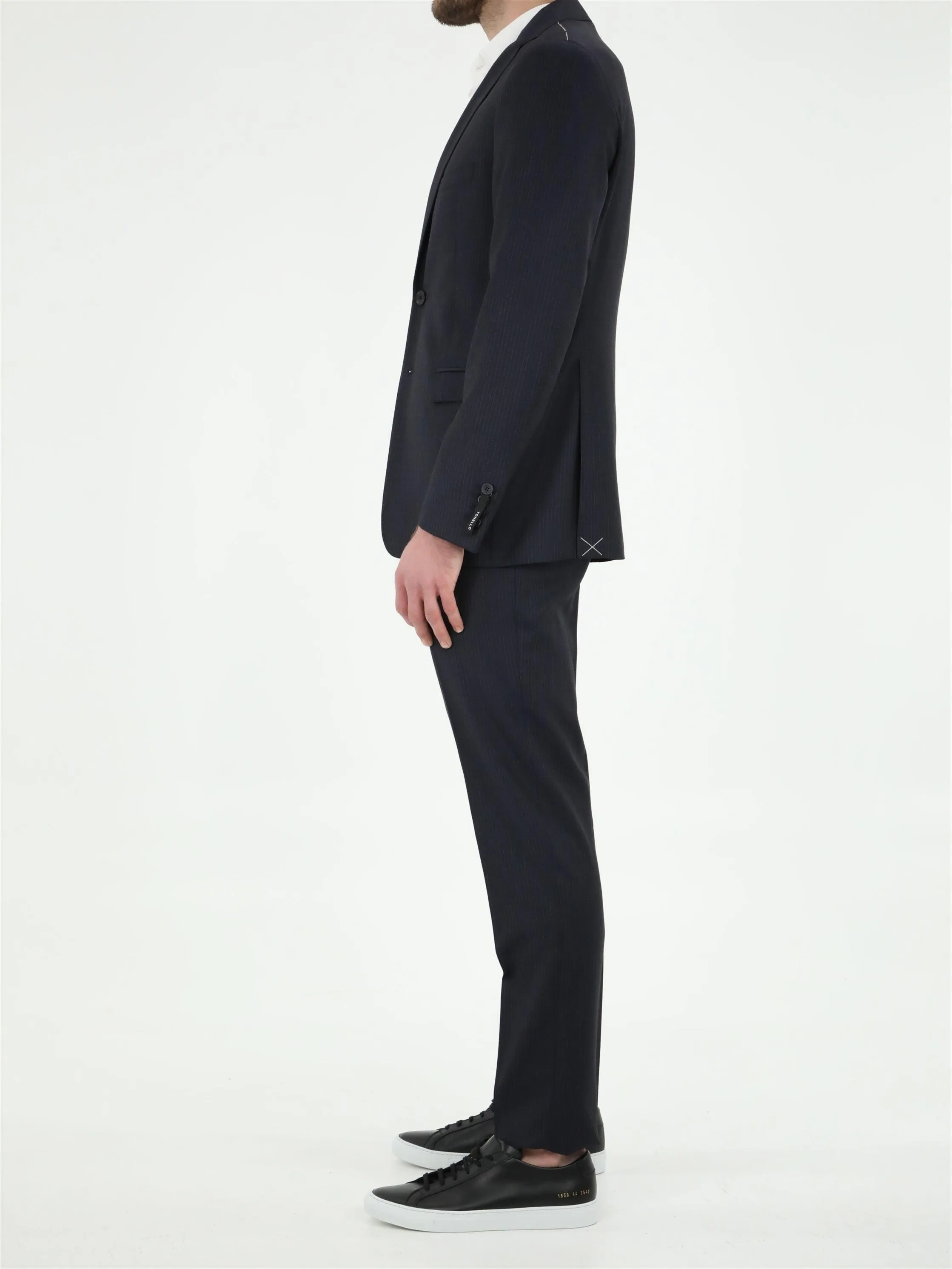 Tonello Blue Wool Pinstripe Suit