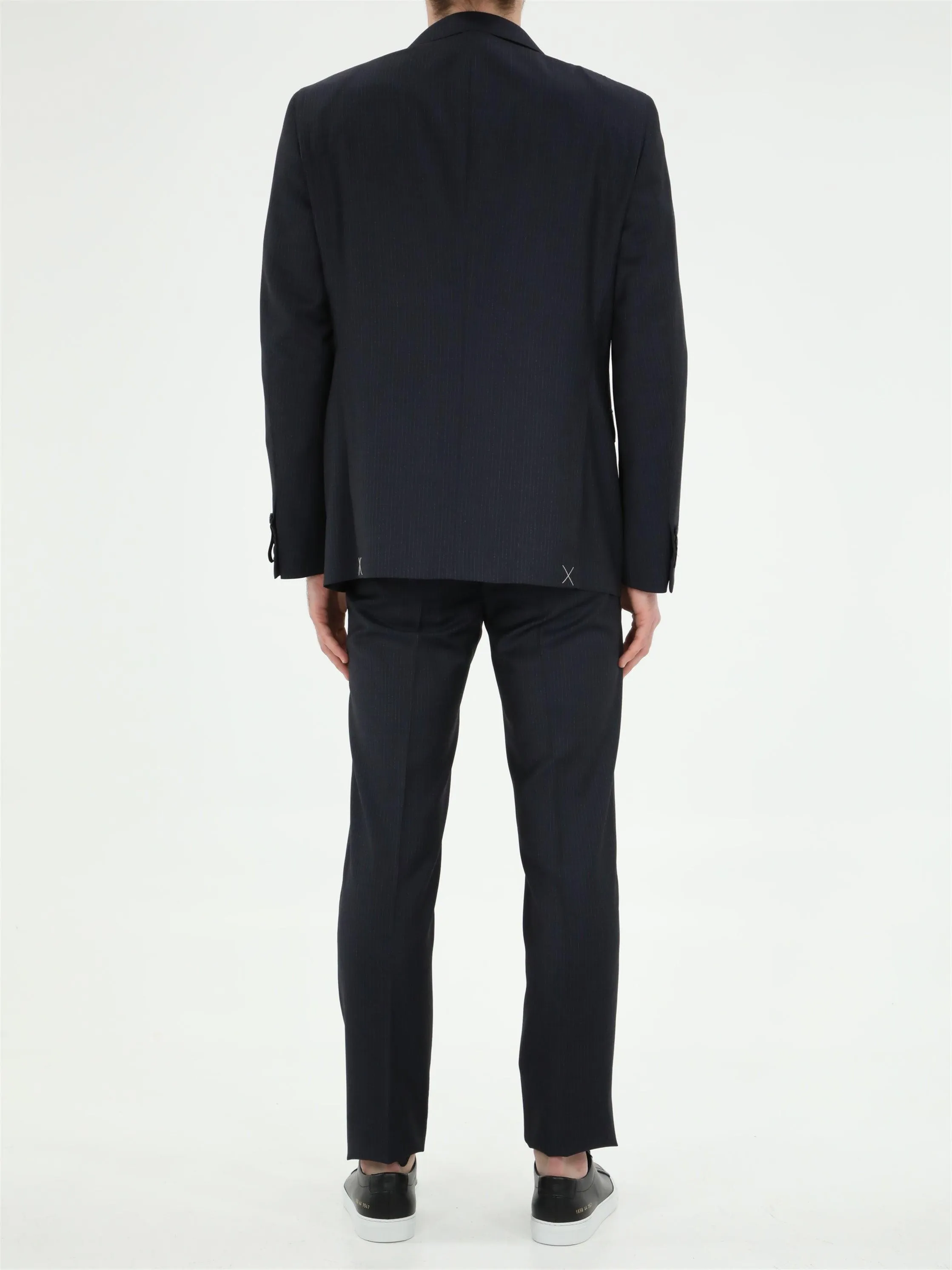 Tonello Blue Wool Pinstripe Suit
