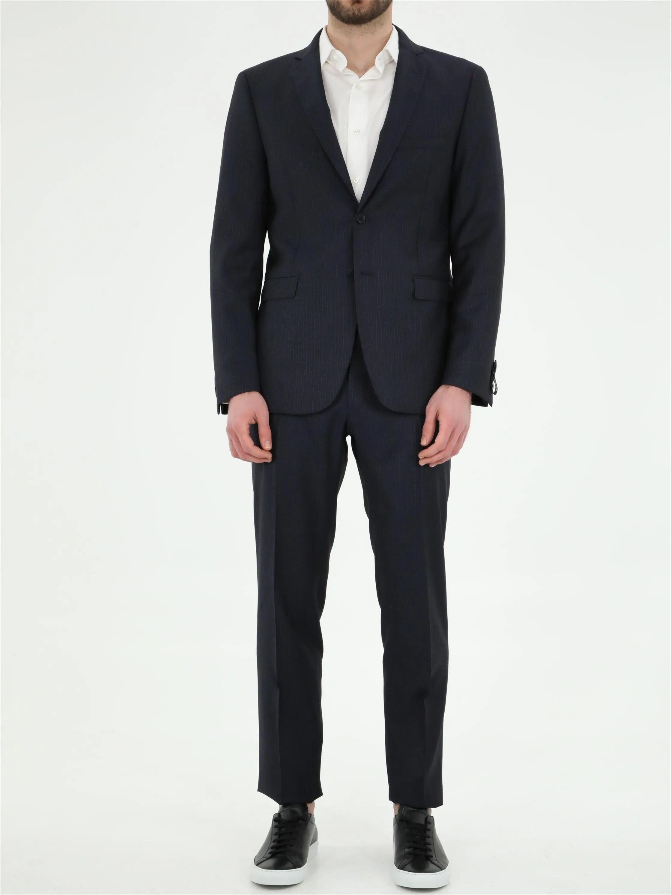 Tonello Blue Wool Pinstripe Suit
