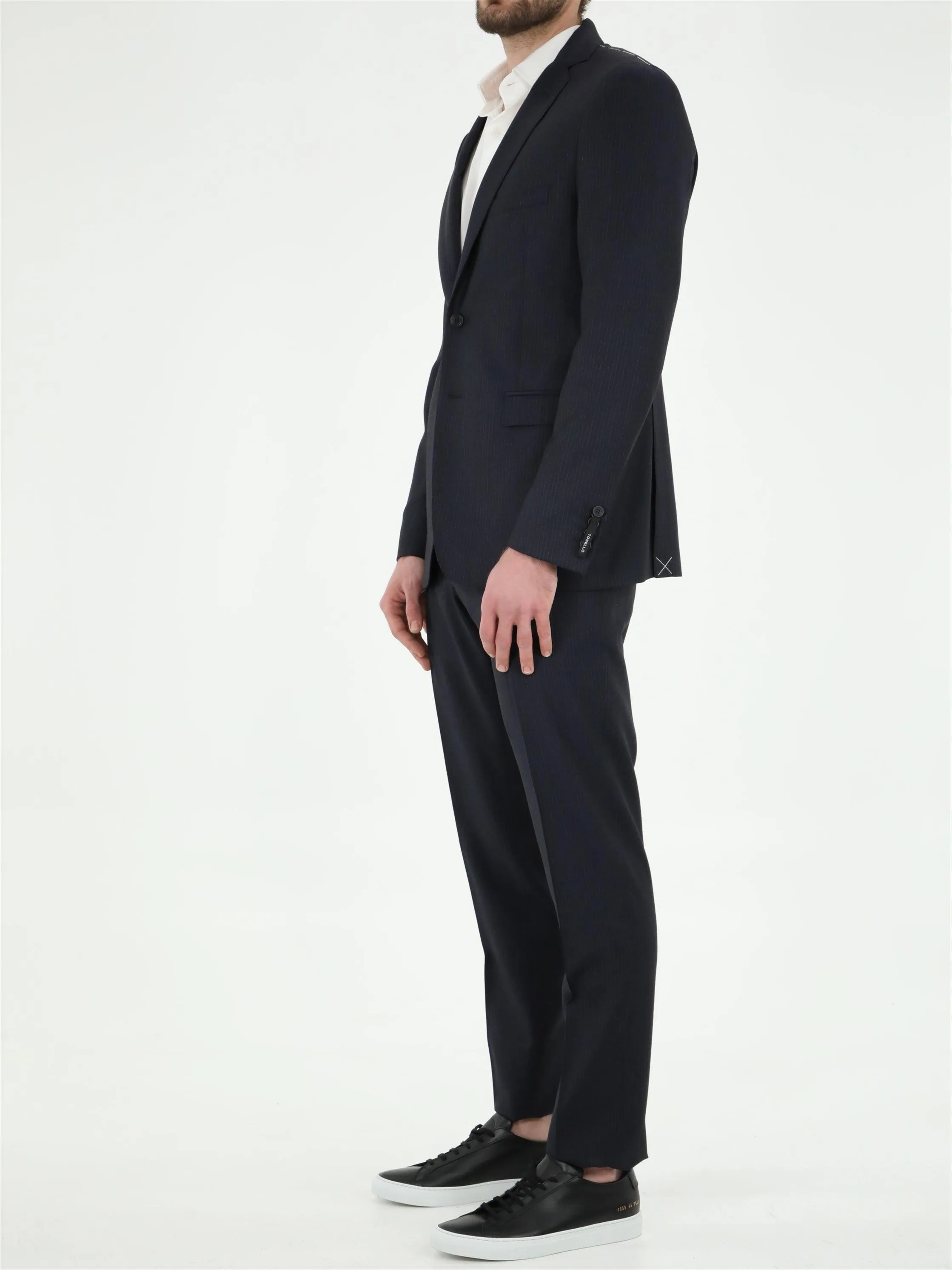 Tonello Blue Wool Pinstripe Suit
