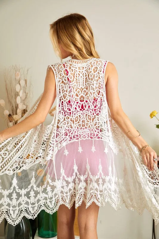UMA CROCHET SLEEVELESS SHRUG CARDIGAN