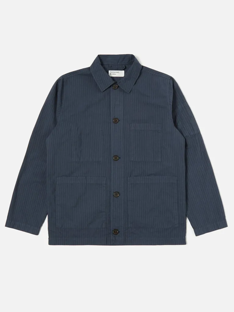 Universal Works Coverall Jacket in Nearly Pinstripe Navy
