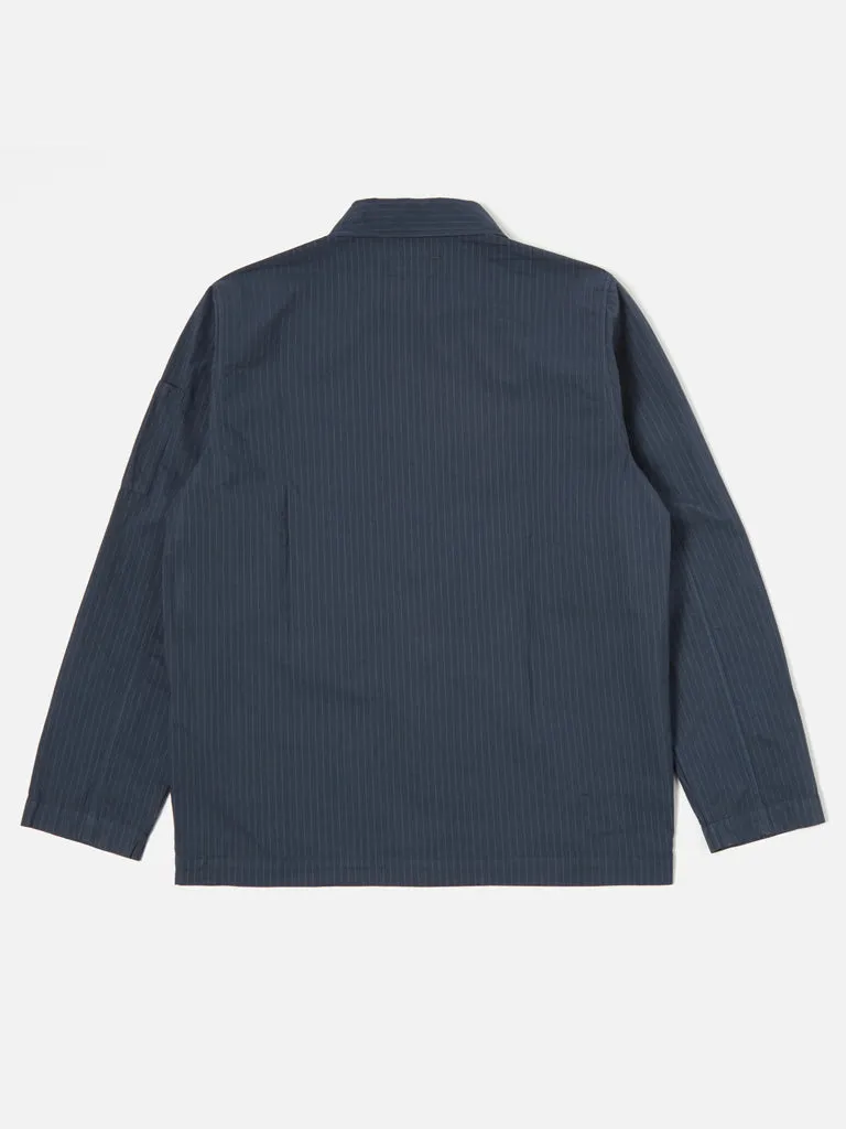 Universal Works Coverall Jacket in Nearly Pinstripe Navy