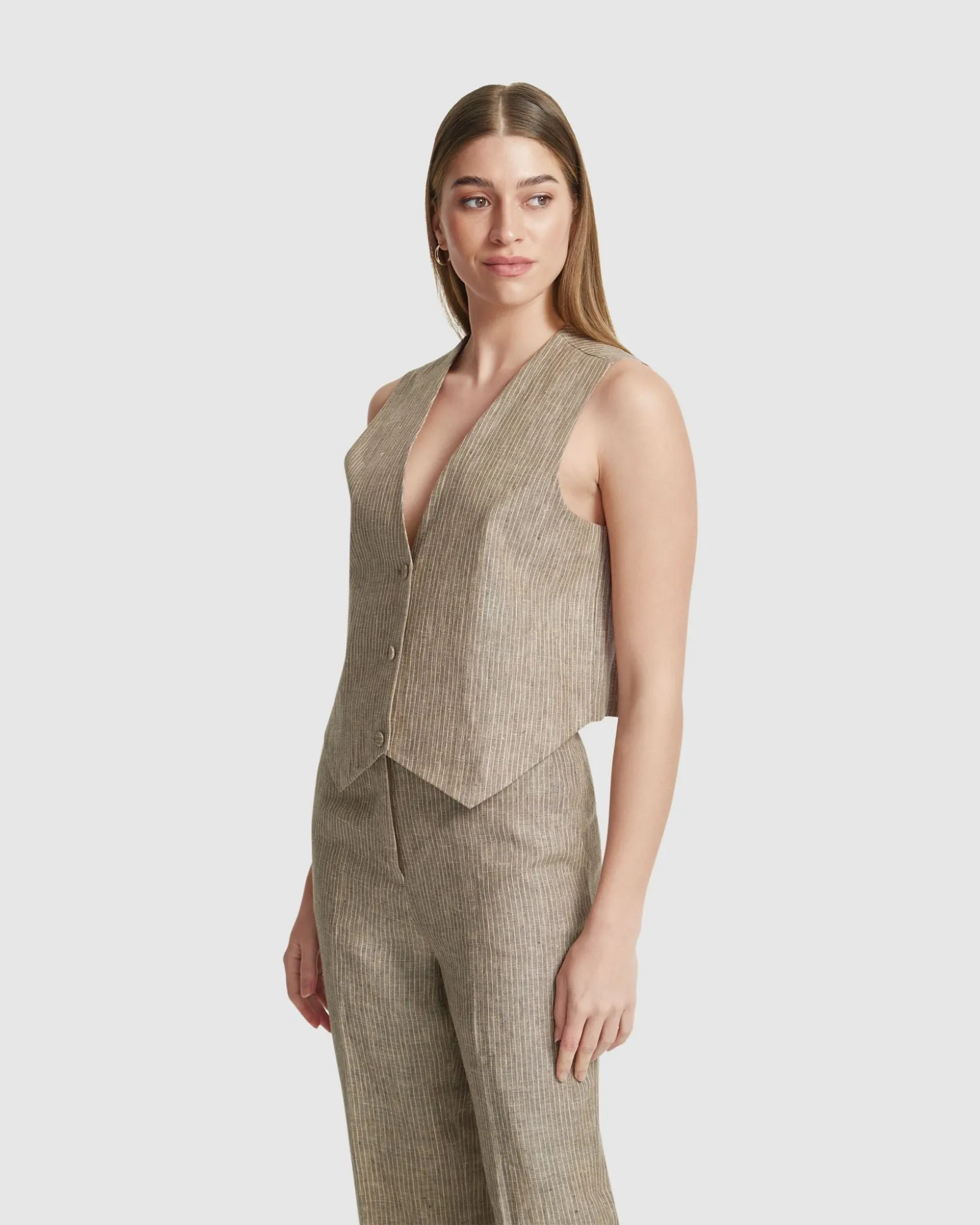 Vienna Linen Pinstripe Waistcoat