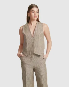 Vienna Linen Pinstripe Waistcoat