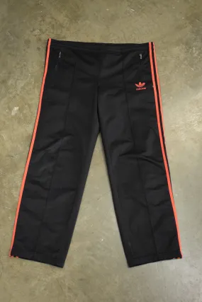 Vintage Adidas Trefoil Black & Orange Stripped Track Pants (2XL)