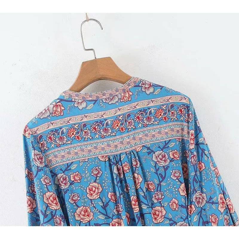 VINTAGE BOHEMIAN LONG SLEEVE MINI DRESS