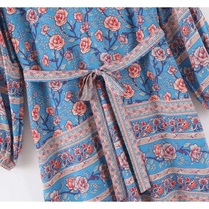 VINTAGE BOHEMIAN LONG SLEEVE MINI DRESS