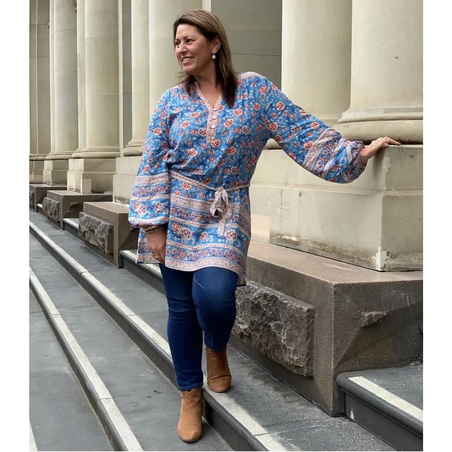 VINTAGE BOHEMIAN LONG SLEEVE MINI DRESS