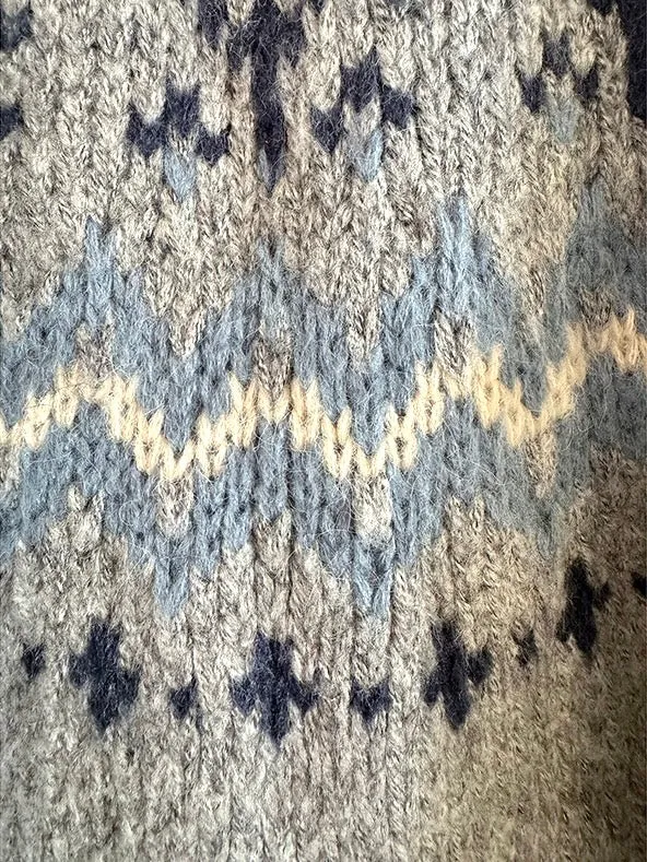 Vintage Fairy Grey fair isle sweater wool blended