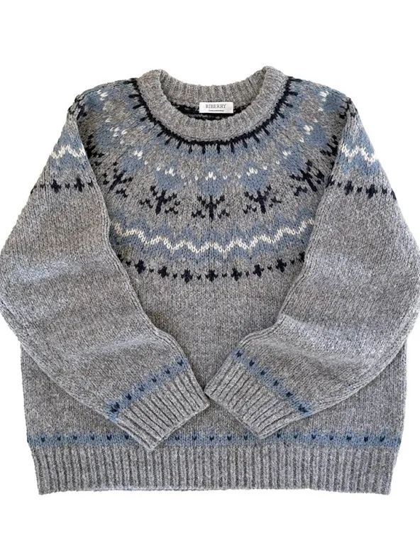 Vintage Fairy Grey fair isle sweater wool blended