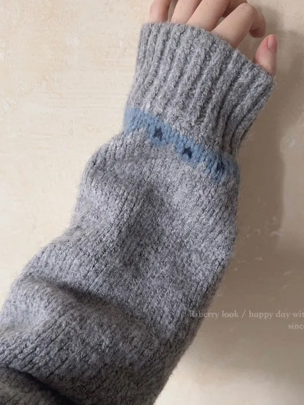 Vintage Fairy Grey fair isle sweater wool blended