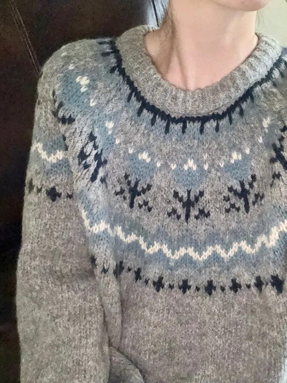 Vintage Fairy Grey fair isle sweater wool blended