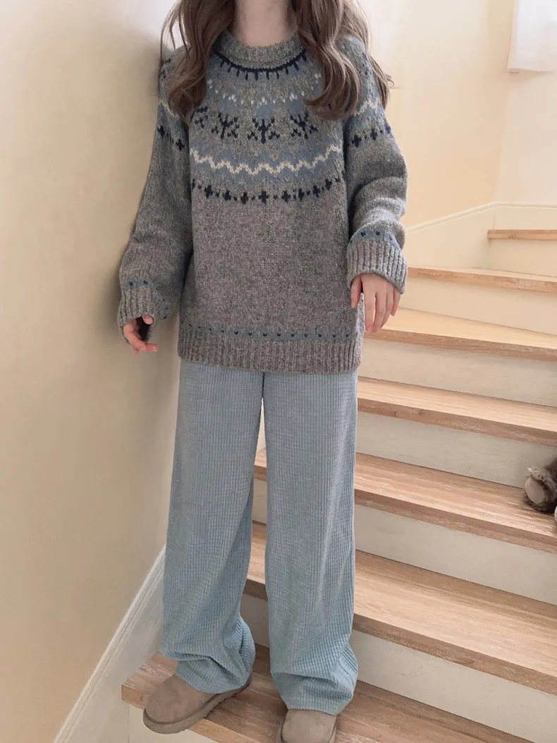 Vintage Fairy Grey fair isle sweater wool blended