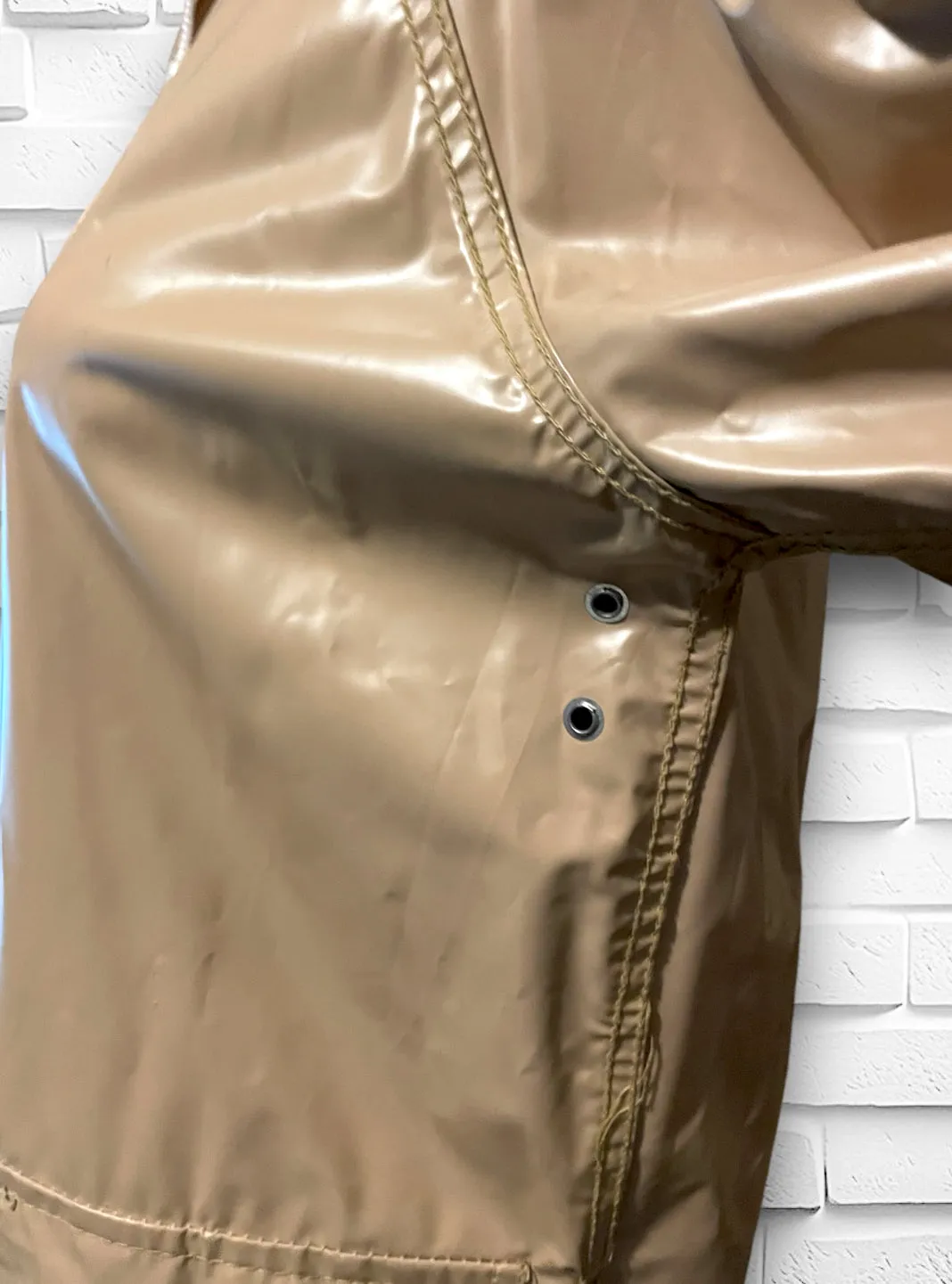 Vintage Reversible Red & Beige Hooded Raincoat Jacket