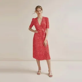 VINTAGE V-NECK MIDI DRESS