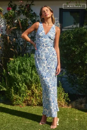 Waitlist 5/28 ♥ Bonnie Sleeveless Floral Print Maxi Dress Blue