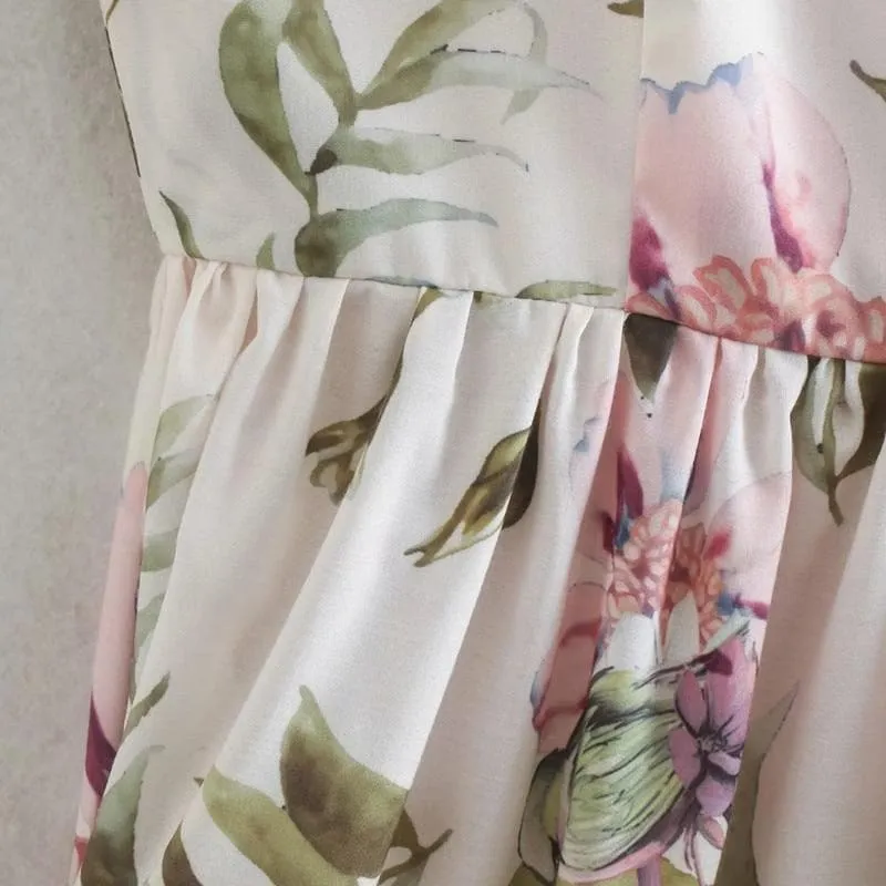 WHITE FLORAL SPAGHETTI MIDI DRESS