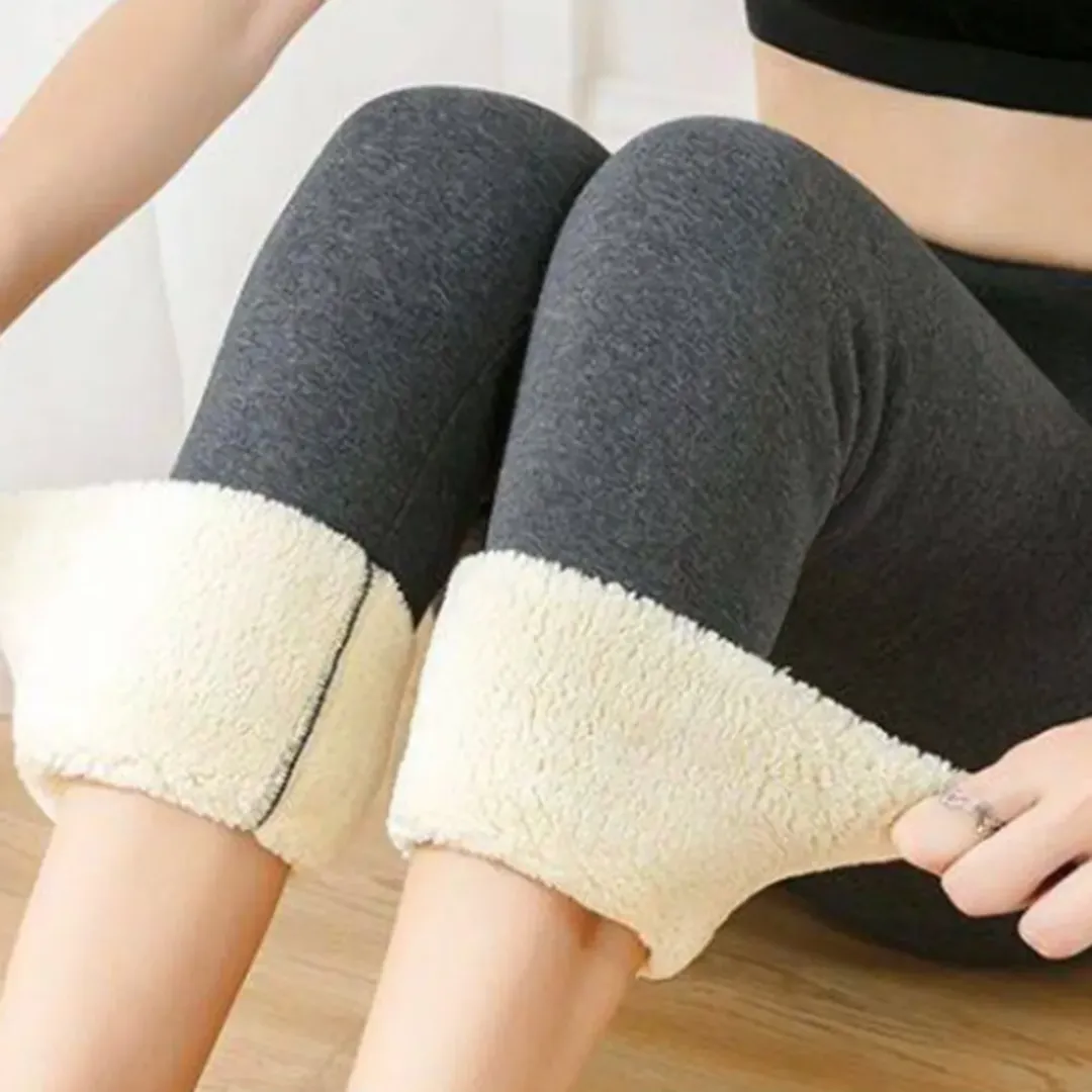 Winter Warmest Legging High Waist Stretchy Fleece Pants - Words Pattern