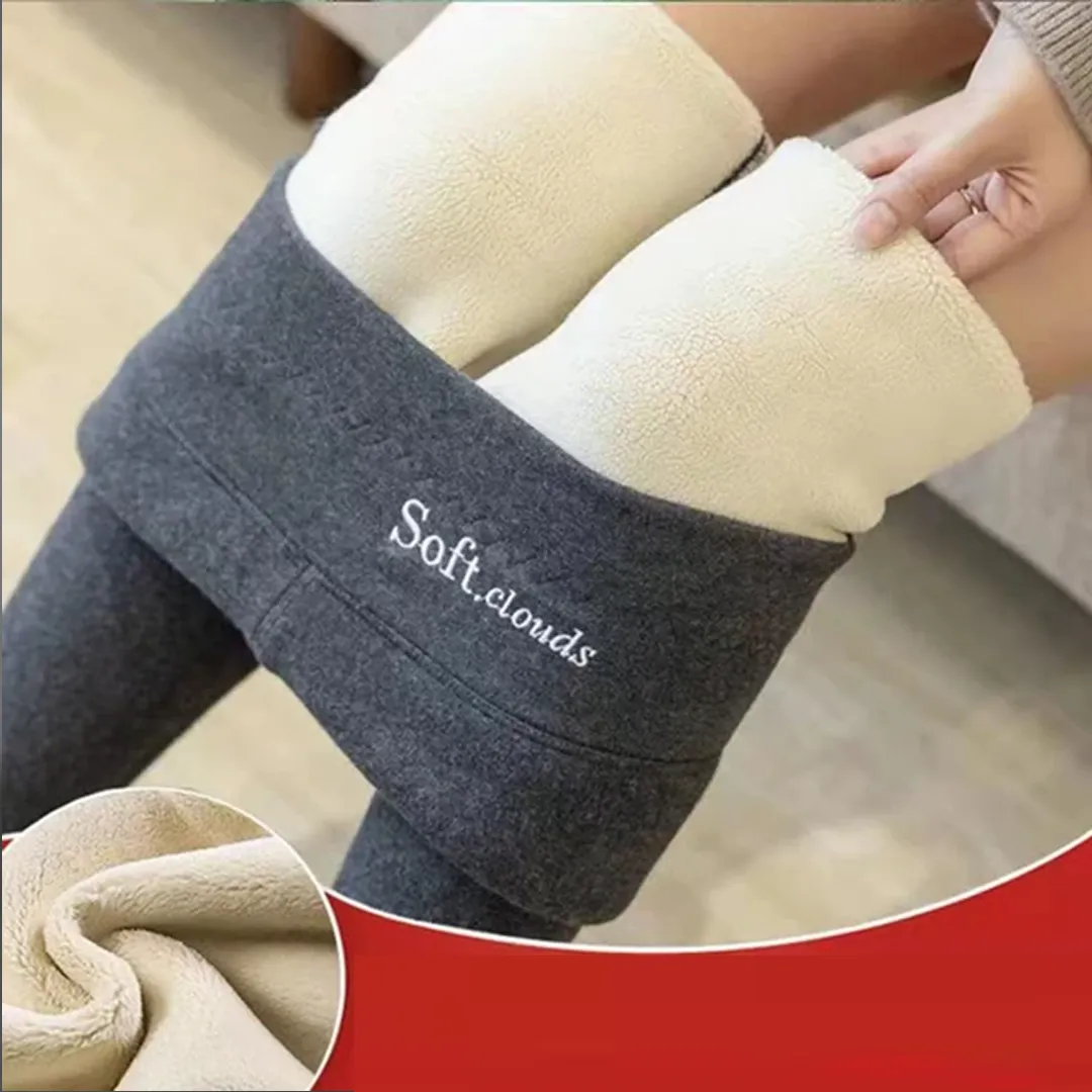 Winter Warmest Legging High Waist Stretchy Fleece Pants - Words Pattern