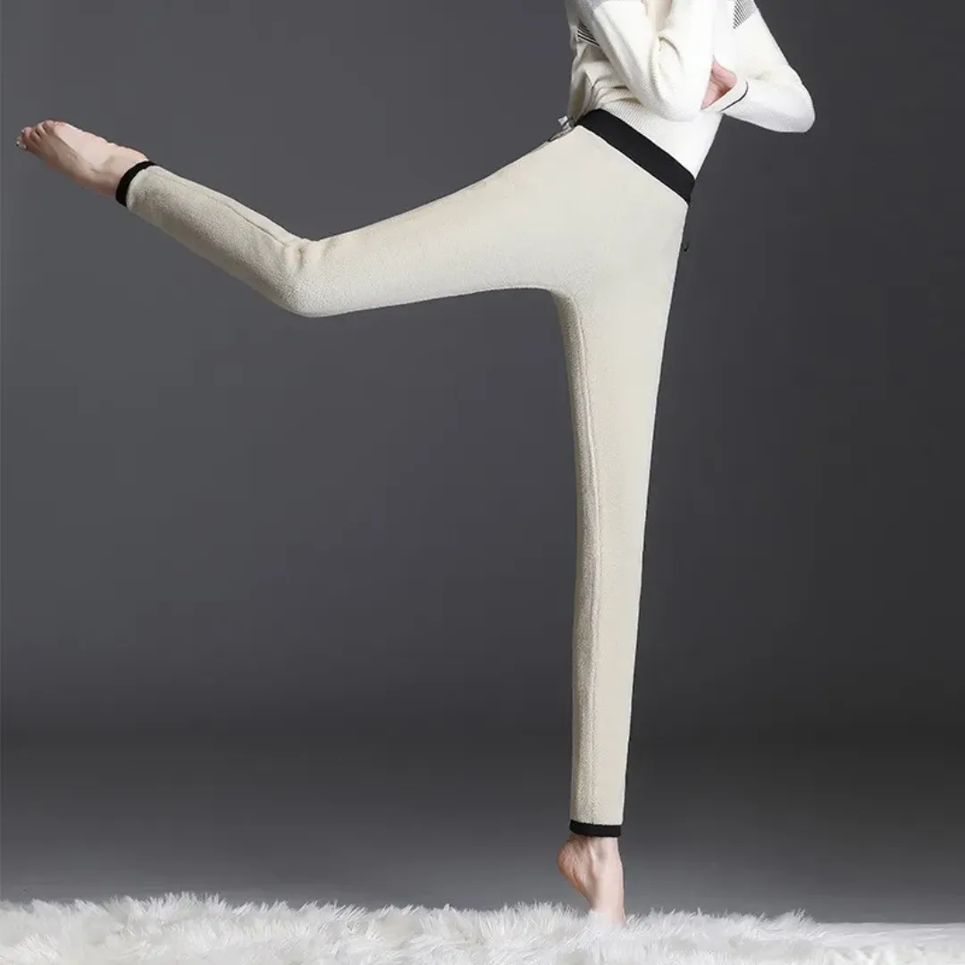 Winter Warmest Legging High Waist Stretchy Fleece Pants - Words Pattern