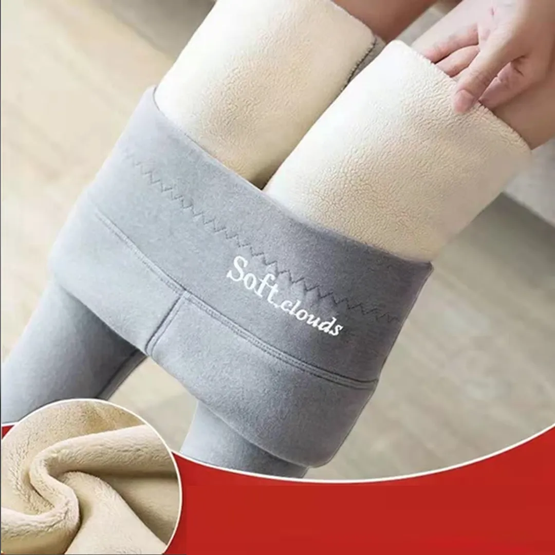 Winter Warmest Legging High Waist Stretchy Fleece Pants - Words Pattern