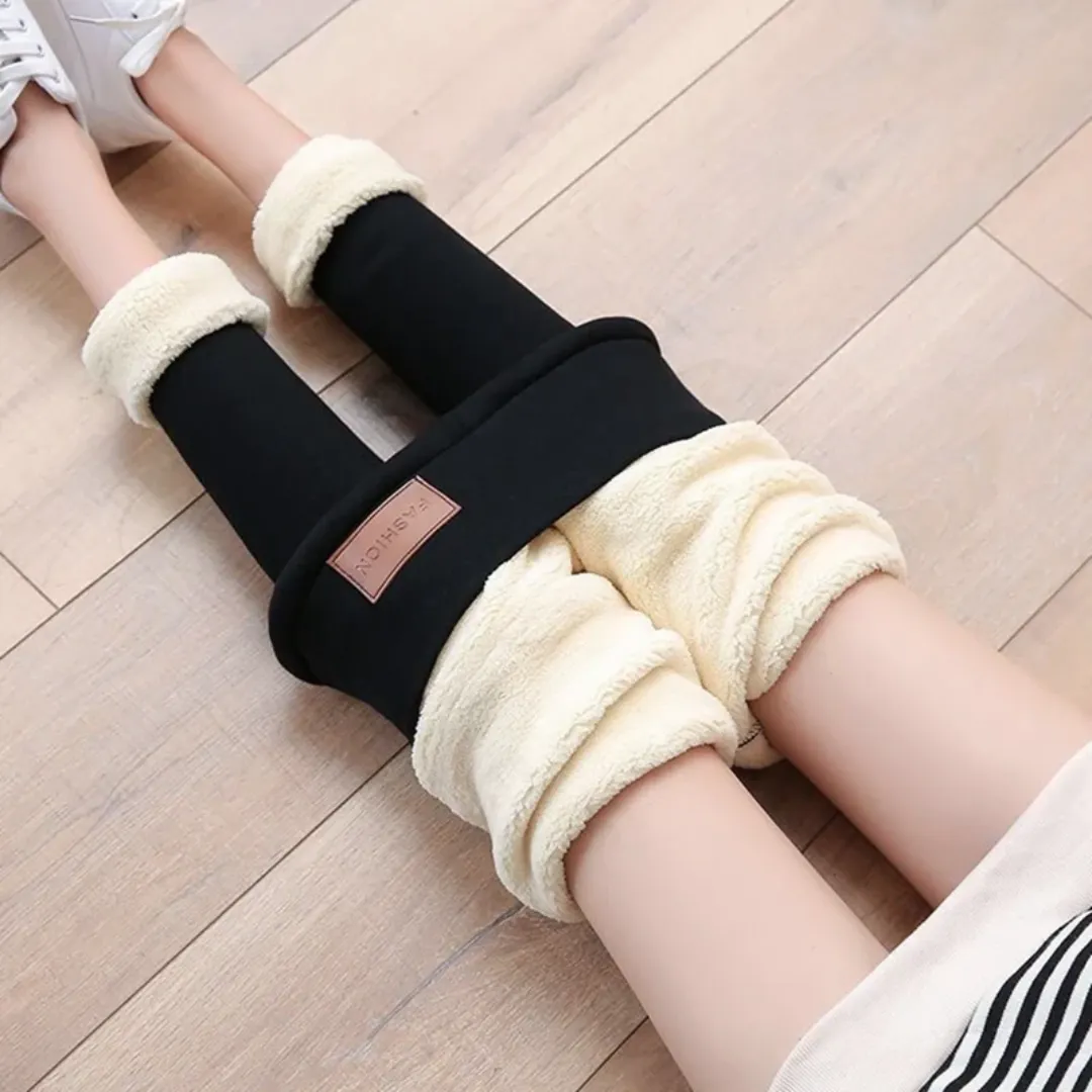 Winter Warmest Legging High Waist Stretchy Fleece Pants - Words Pattern
