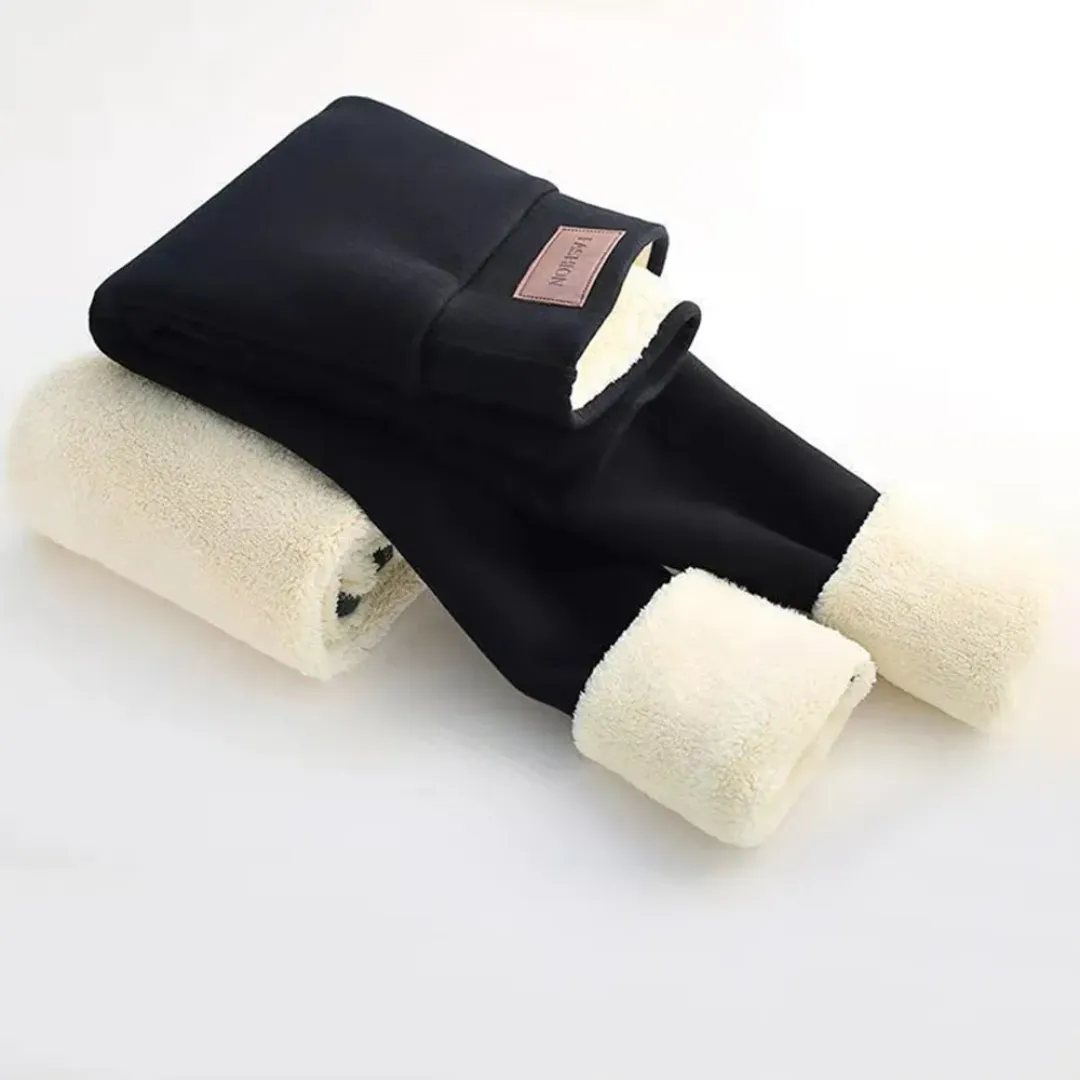 Winter Warmest Legging High Waist Stretchy Fleece Pants - Words Pattern