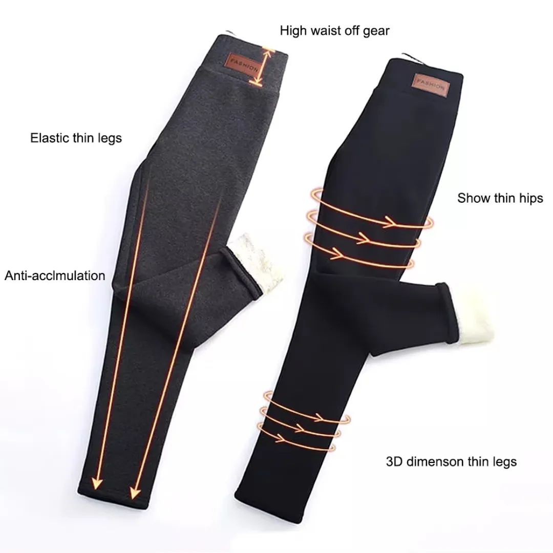 Winter Warmest Legging High Waist Stretchy Fleece Pants - Words Pattern