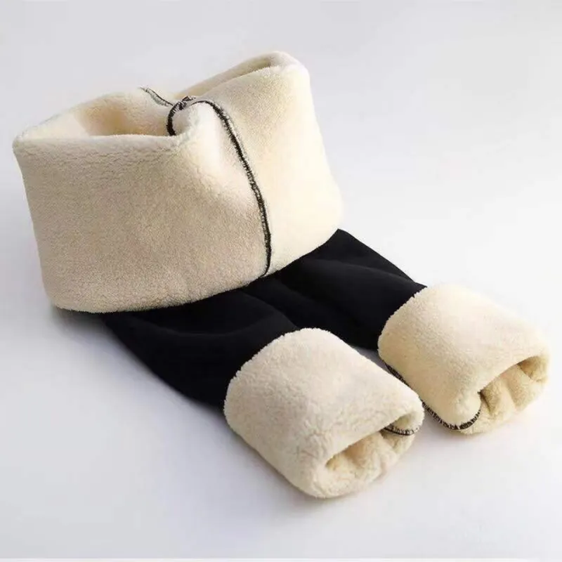 Winter Warmest Legging High Waist Stretchy Fleece Pants - Words Pattern