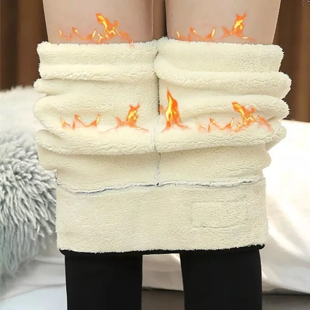 Winter Warmest Legging High Waist Stretchy Fleece Pants - Words Pattern