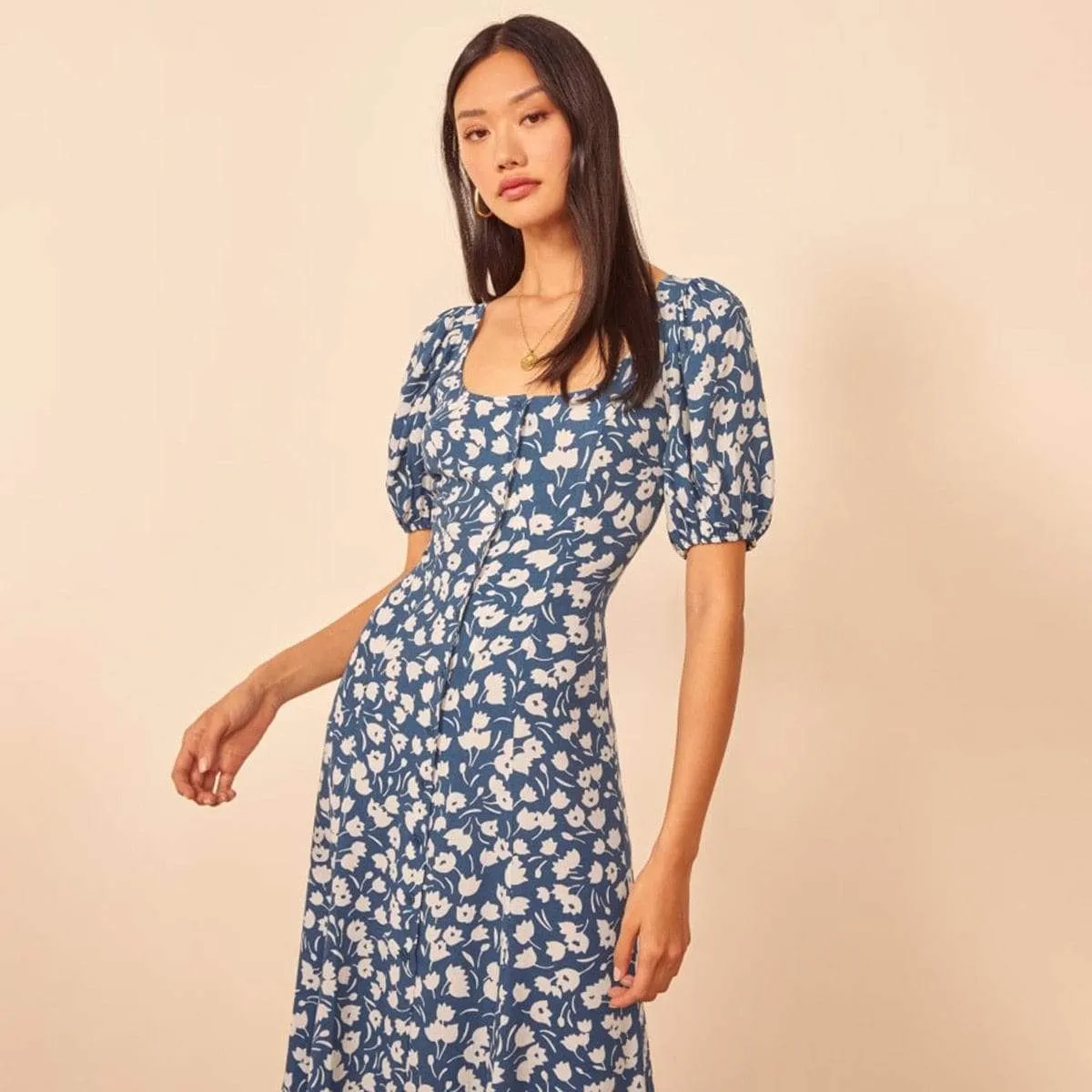 WOMEN FLORAL PRINT MIDI DRESS